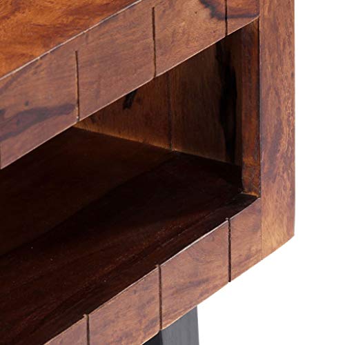 UnfadeMemory Mesa Consola Recibidor de Entrada,Mesa Alta Cocina,Tocador Madera,con 1 Cajón y 1 Estante,Estilo Industrial,Madera Maciza de Sheesham,90x30x75cm