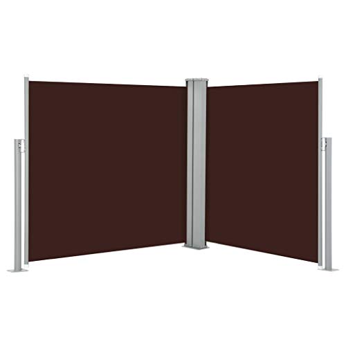 UnfadeMemory Toldo Lateral Doble y Retráctil para Terraza Patio o Balcón Restaurantes,Protección de la Privacidad,Protección Solar (100x600cm, Marrón)