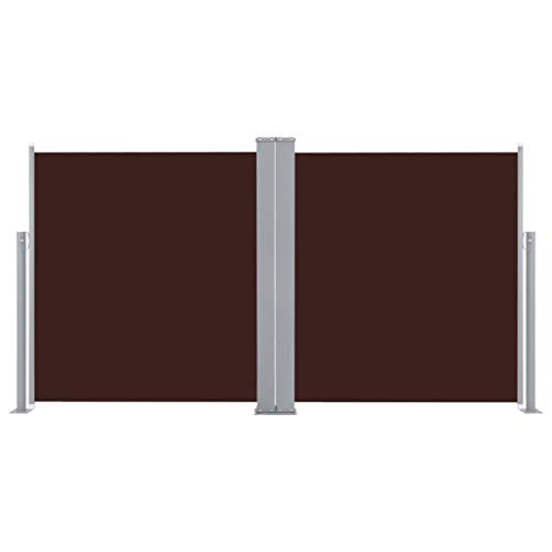 UnfadeMemory Toldo Lateral Doble y Retráctil para Terraza Patio o Balcón Restaurantes,Protección de la Privacidad,Protección Solar (100x600cm, Marrón)