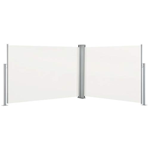 UnfadeMemory Toldo Lateral Doble y Retráctil para Terraza Patio o Balcón Restaurantes,Protección de la Privacidad,Protección Solar (120x1000cm, Crema)