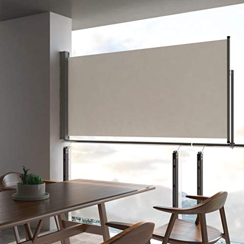 UnfadeMemory Toldo Lateral Retráctil para Balcón Terraza o Patio,Protección Solar,Protección Solar,Color Opcional,Dimensiones Opcional (120x300cm, Crema)