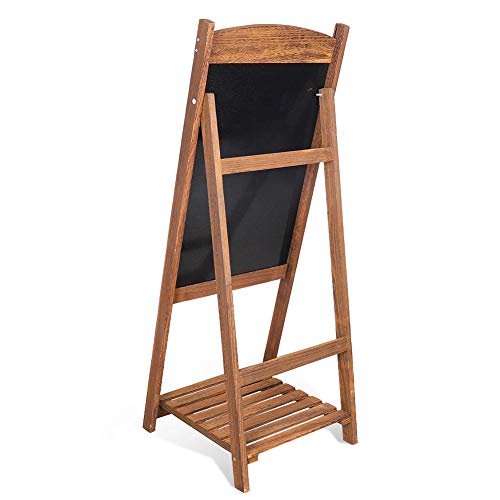 unho Pizarra de Pie de Madera Pizarra Vintage con Estante de Flores Escalera Decorativa con Pizarra para Cafetería Restaurante Librería Bar Hogar Color Marrón