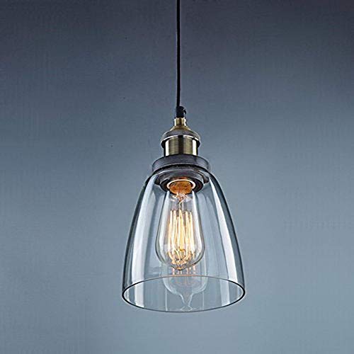 Unimall Lámpara de Techo Vintage Vidrio Colgante de Luz Industrial de Cristal tulipa para Salón Cocina Restaurante Cafetería (Bombilla No Incluída) [Clase de eficiencia energética A+++]