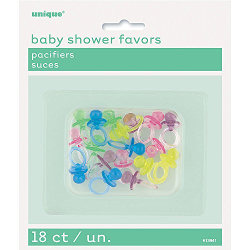 Unique Party 13941 – 2,5 cm de plástico para baby shower favores neutros, paquete de 18