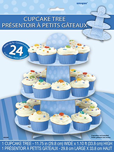 Unique Party 90399 - Soporte para Cupcakes para Baby Shower - Azul a Lunares