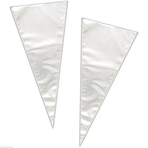 Unique Party- Paquete de 25 bolsas cono grande de celofán, Color transparente (61997)
