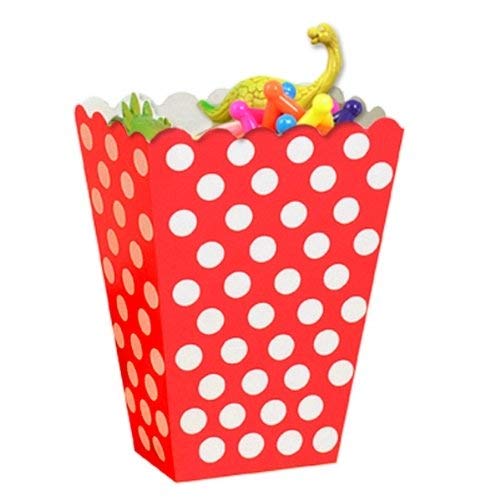 Unique Party-Paquete de 8 cajas para palomitas a lunares, color rojo, (59292)