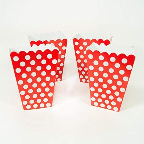 Unique Party-Paquete de 8 cajas para palomitas a lunares, color rojo, (59292)