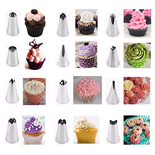 Unique Store Set Decoración de Pasteles 14PCS, Torta: boquillas Grandes, acoplador, Manga pasteleras de Silicona 35 cm
