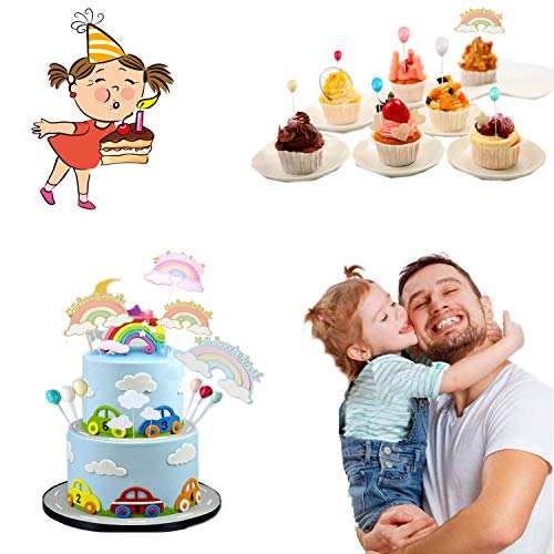 Unique'store 10 Piezas Rainbow Cake Toppers,Arco Iris Decoración de Pasteles,Globos Cupcake Topper Set,Adorno de Pastel de Bebe para cumpleaños Decoración de la Torta del Banquete de Boda