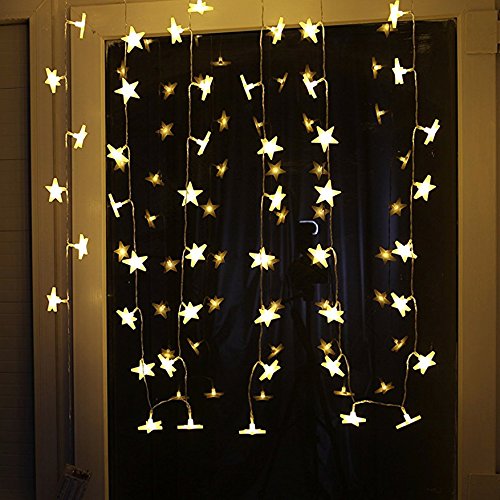 Uping Guirnalda Luminosa | 30 Estrellas, 4.35 Metros | Funciona Con Pilas | Decoración Exterior y Interior para Fiesta/Boda/Ceremonia/Jardín/Casa (Blanco Cálido)
