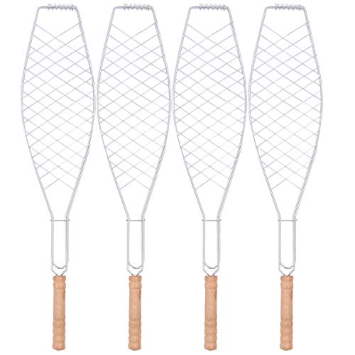 UPKOCH 4Pcs Cesta de Parrilla de Pescado Plegable Portátil de Acero Inoxidable Barbacoa Barbacoa Parrilla Cesta para Pescado Verduras Camarones