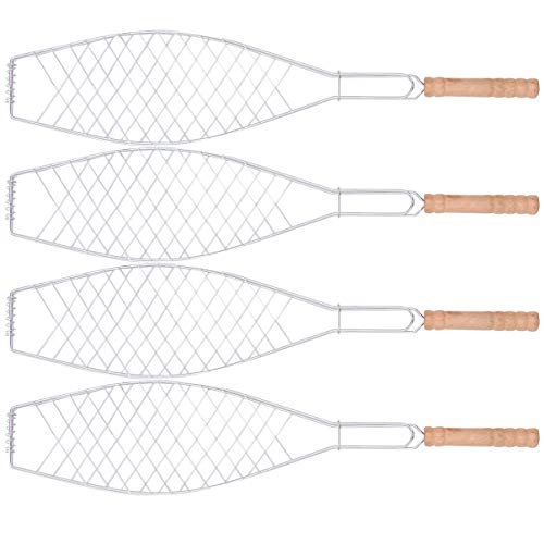UPKOCH 4Pcs Cesta de Parrilla de Pescado Plegable Portátil de Acero Inoxidable Barbacoa Barbacoa Parrilla Cesta para Pescado Verduras Camarones