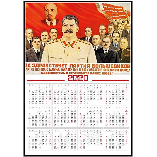 URSS CCCP Retro 2020 Cartel de la Segunda Guerra Mundial Ruso Joseph Stalin Leninista político Unión Soviética 2020 Calendario cartel cubierto 30x45CM SIN marco