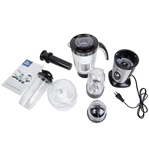 Uten Batidoras Multifuncional, Máquina de Batidos de Elétrica de Acero Inocidable,Picadora, Exprimidor, Batidora de Frutas y Verduras 4 en 1 con Botellas, (220W, 22,000 RPM/Minutos)
