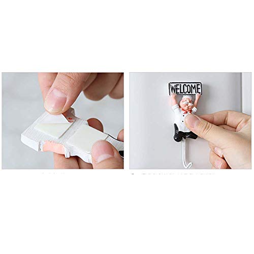 Utilidad Cocina Chef Cocina Ganchos Figuras Ganchos de Pared Decorativos, Decorar sin Herramientas, para Interiores, Paquete de 4