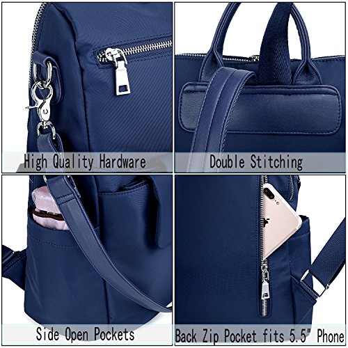 UTO Mujer Mochila Monedero 3 Maneras Oxford Impermeable Paño Nylon Señoras Bolsa de Hombro Azul