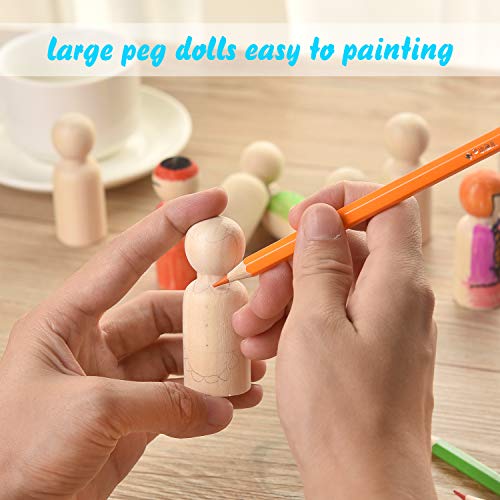 VABNEER 65mm Muñecas de Madera Muñeca sin Terminar Decorativa 20 Piezas Muñeca de Madera Peg Dolls para DIY Manualidad Decoración Artes y de Pintura (Niño)