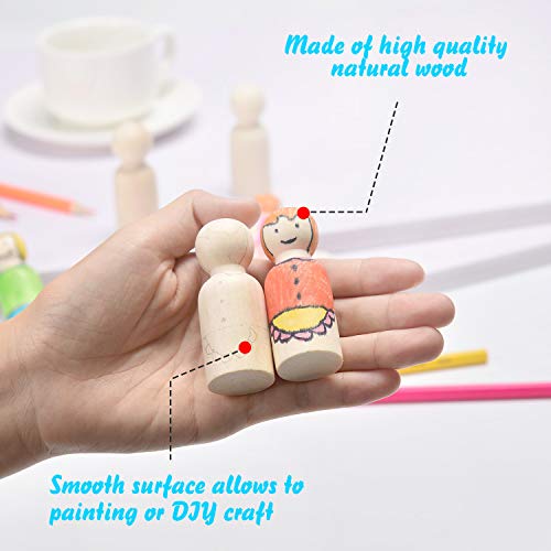 VABNEER 65mm Muñecas de Madera Muñeca sin Terminar Decorativa 20 Piezas Muñeca de Madera Peg Dolls para DIY Manualidad Decoración Artes y de Pintura (Niño)