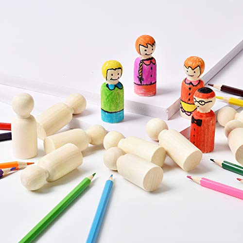 VABNEER 65mm Muñecas de Madera Muñeca sin Terminar Decorativa 20 Piezas Muñeca de Madera Peg Dolls para DIY Manualidad Decoración Artes y de Pintura (Niño)