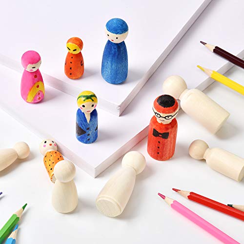 VABNEER Muñecas de Madera Muñeca sin Terminar Decorativa 30 Piezas Muñeca de Madera Peg Dolls para DIY Manualidad Decoración Artes y de Pintura