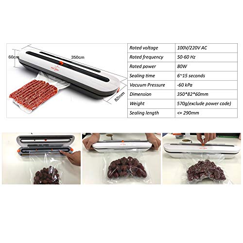 Vacío Envasado Máquina Envasadora Alimentos Conservación Almacenamiento con 10 Sellador Bolsas Húmedos Comida Frescos Automático Selladora Cortador Kitchen Comida Frescos sous vide Carne Cocción Hogar