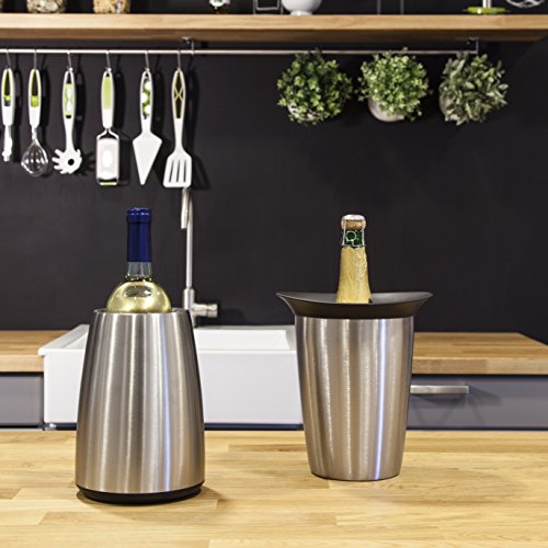 Vacu Vin Cubitera enfriadora para Vino Acero INOX, Inoxidable, Ø 14,5 cm, 20.5 cm