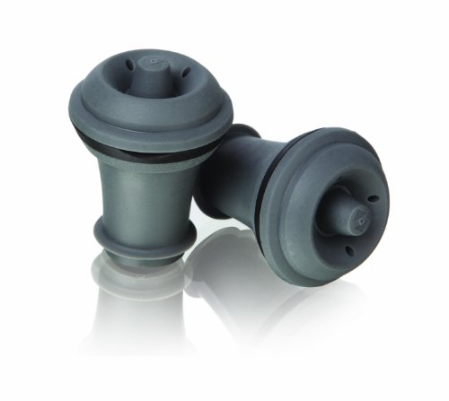 Vacu Vin Tapones para Bomba de vacío, Color, Set 2 Unidades, Silicona, Gris Oscuro, 3.1x3.9x3.7 cm