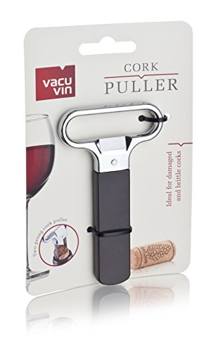 Vacu Vin Tirador para corchos, Acero Inoxidable, marrón, 10.5x16x1.4 cm