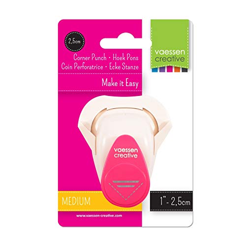 Vaessen Creative 21441-013 Perforadora, Mediana, Corta 2 Pequeñas Ranuras en Esquinas, para Fotos, Manualidades de Papel, Scrapbooking y Tarjetas, Metal, Plástica, Medium