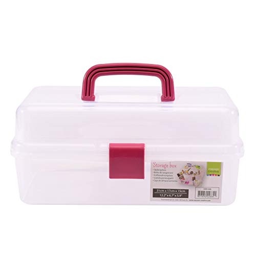 Vaessen Creative Maletín de Almacenamiento en Niveles Para Decoraciones de Scrapbook, Suministros de Fabricación de Bisutería, Accesorios de Costura, Herrramientas de Manualidades, 31 x 17 x 15 cm