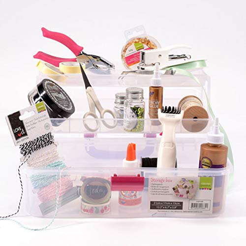 Vaessen Creative Maletín de Almacenamiento en Niveles Para Decoraciones de Scrapbook, Suministros de Fabricación de Bisutería, Accesorios de Costura, Herrramientas de Manualidades, 31 x 17 x 15 cm