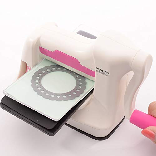 Vaessen Creative Mini Máquina De Corte Y Repujado Kit De Inicio, Blanco/Rosa, 7,5 cm