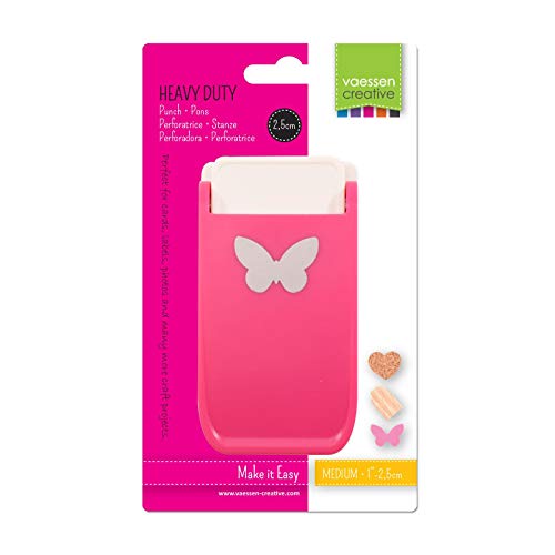 Vaessen Creative Resistentes Mediana, Mariposa, Fuerte Perforadora para Papel, Corcho, Goma Eva, Plástico Mágico y otros Suministros de Manualidades, Tamaño recortado 2,5 x 1,7 cm, Medium