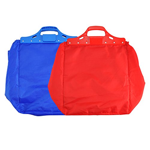 VAIIGO Bolsas de la compra reutilizables, Bolsa para carro de compras, bolsa de compras Apto para todos los carritos de compras actuales (paquete de 2) Rojo/Azul