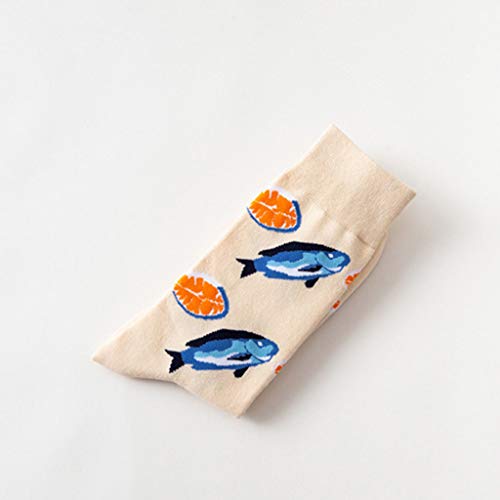 VAILANG Hombres Mujeres Mariscos Series Cotton Crew Calcetines Camarones Calamares Ostras Harajuku Calcetería