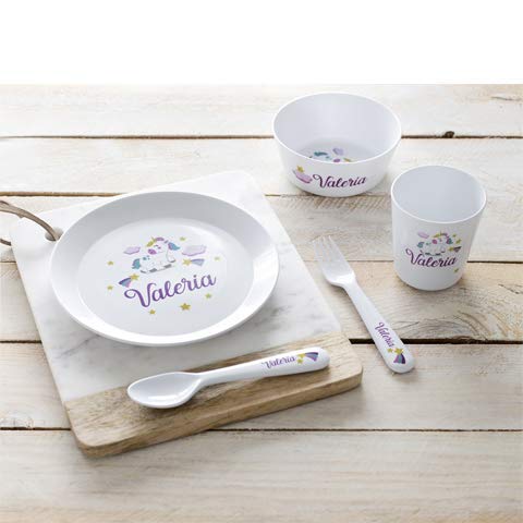 Vajillas infantiles personalizada (Unicornio)