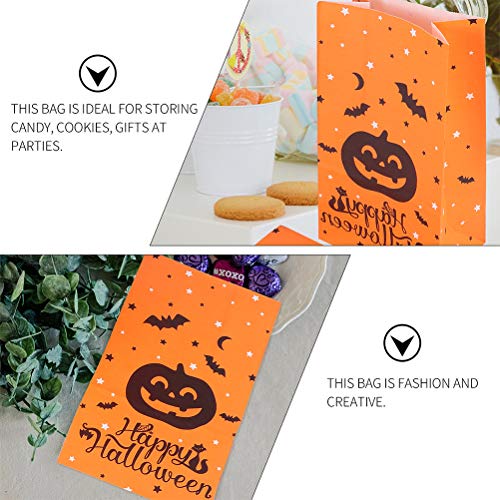 VALICLUD 50 Bolsas de Papel Kraft para Dulces de Halloween con 5 Hojas de palitos de Agradecimiento