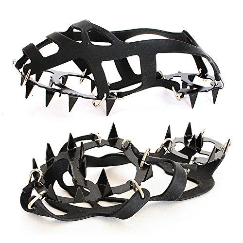 ValueHall Crampones universales 18 Dientes Acero Hielo Grips Antideslizante Nieve y Hielo tracción Tacos Zapato Cadenas Seguro protegen Zapatos (M)