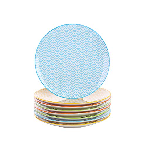vancasso Natsuki, Plato de Postre de Porcelana 8 Piezas Plato de Pastel, Plato de Desayuno