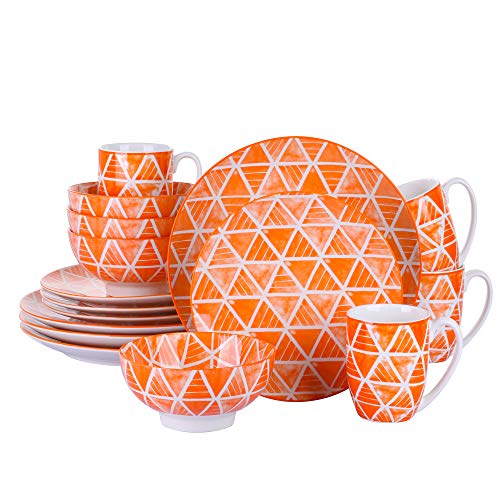 vancasso SAYUKI Juego de Vajillas 16 piezas Vajillas de Porcelana Colores Incluyen Tazas, Platos, Platos de Postre Cuencos para 4 Personas