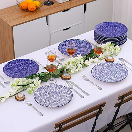 vancasso Takaki Plato Plano de 12 Piezas de Porcelana, Ø 27 cm Plato Grande para cenar, Juego de platosde Porcelana, Ø 27 cm Plato Grande para cenar, Juego de Platos Plato de Ensalada
