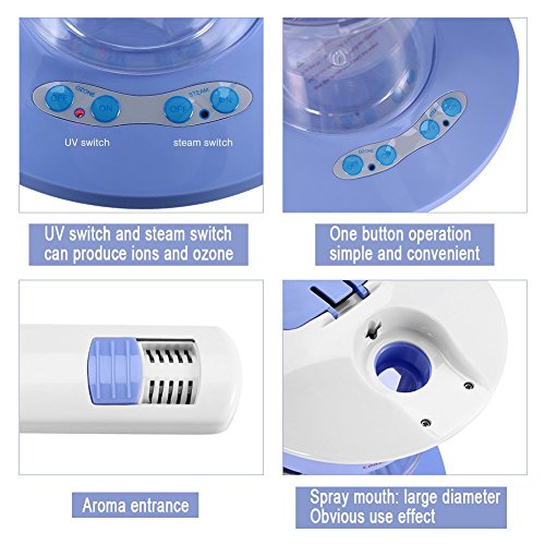 Vaporizador de cara humidificador nano-ionico portátil para máquinas,Vaporizador Facial Hidratante con spray giratorio de 360 ​​° para el cuidado de la piel limpieza profunda desintoxicación(EU)
