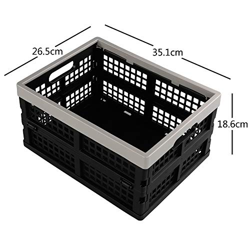 Vareone Cajas Cesta de Almacenamiento Plegables de Plástico, Color Gris y negro, 3 Unidades