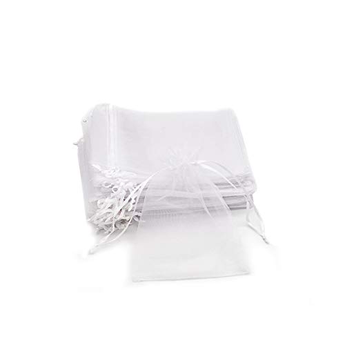 VARIOUS 144 PCS Bolsas de Organza 13X18cm,Bolsita Organza para Regalos-Transparente Blanco