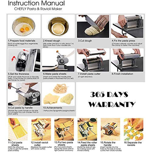 Various Máquina para Pasta Manual con Accesorios,Acero Cromado