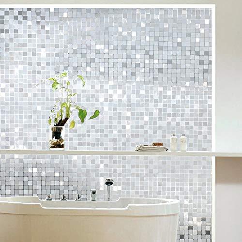 VASEN Vinilo Ventana Electroestatico Ventana Pegatina Decorativos Estampado Protector Privacidad Ventana Película NON-Adhesivo Vinilo Ventana Autoadhesivo Esmerilados Anti UV 3D Mosaico(60_x_200_cm)
