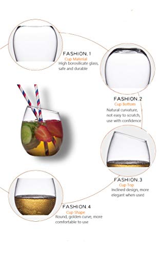 Vasos de Agua Adecuado para Whisky, Jugo, Vino, etc. Collection Uso en Casa, Restaurante y en Fiestas. 400 ml / 13.5 onzas, Apto para Microondas y Lavavajillas (Style B)