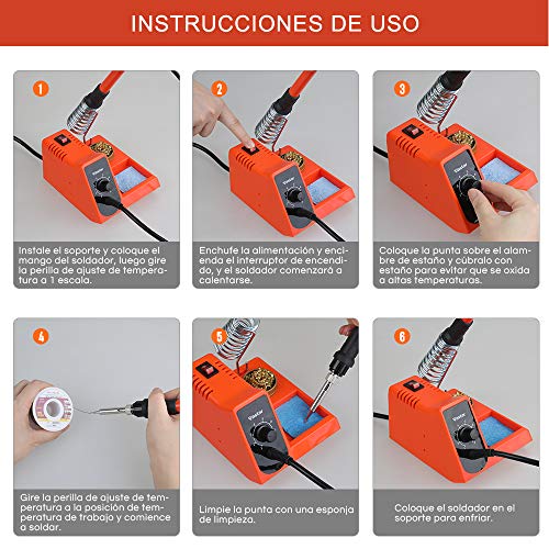 Vastar Estación de Soldadura - Estación de Soldadura Profesional Soldador de Temperatura Regulable Antiestático 60W, 90-480℃
