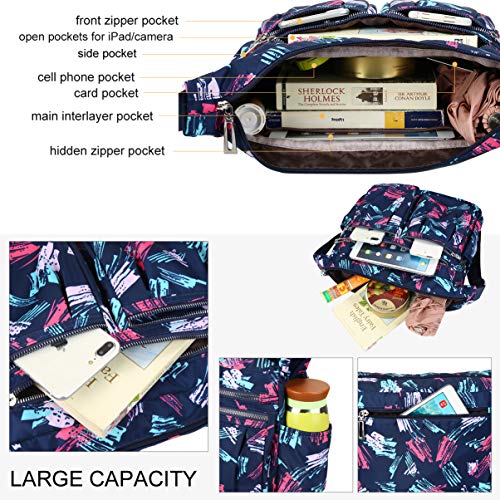 Vbiger Bolso Bandolera Mujer Grande Impermeable Nylon Bolso de Hombro Casual Bolsos de Mujer Bolso Shopper (Azul)